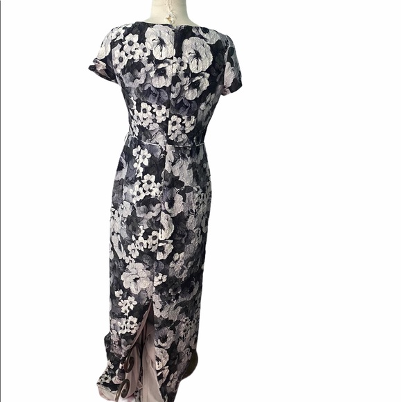Adrianna Papell floral jacquard dress back slit - Picture 4 of 5